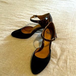 Sofft MaryJane Black Suede Heels -9.5